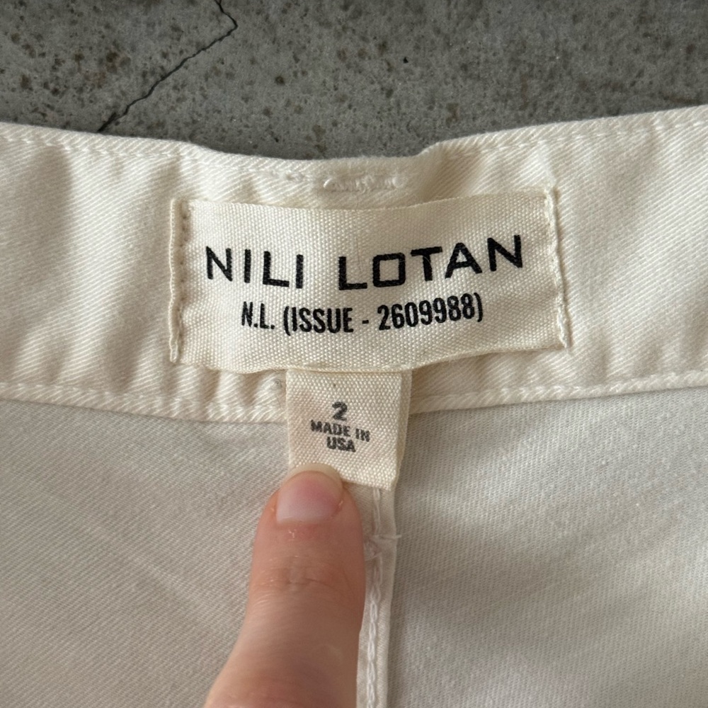 Nili Lotan Shon Cotton Pant Cream size 2 - Picture 5 of 6